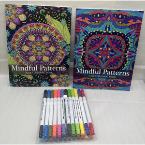 Coloring Book Set Motivate & Flower Coloring Book for Adults w/24 color Marker..
